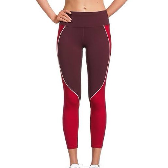 Sweaty Betty Power Workout 7/8 Colorblock Leggings Size 6 In Burgundy Red